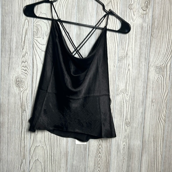 Forever Classy Black Satin Cowl Neck Tank Top Size Small - Picture 1 of 5